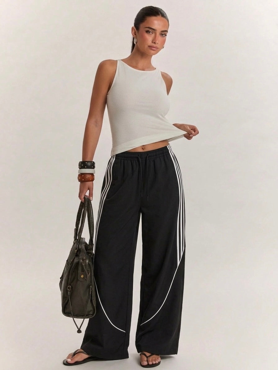 Basic Daily Wear Essentials Striped Wide Leg Pants