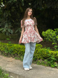 WOMEN FRENCH STYLE TIE STRAP DITSY FLORAL CAMI SLEEVELESS TOP AND UNDER TOP