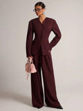 Deep Plum Long Sleeve Blazer Pants Set
