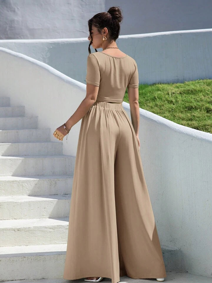 WOMEN’S SUMMER TWO PIECE ROUND NECK OUTFIT