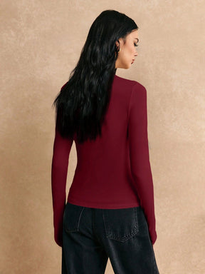 SOLID COLOUR LONG SLEEVES BOTTOMING T-SHIRT