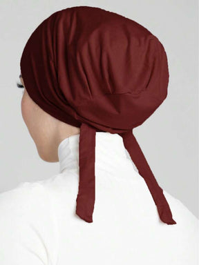 Simple Fashion Skin-Friendly Comfortable Tie Strap Turban Hijab Cap