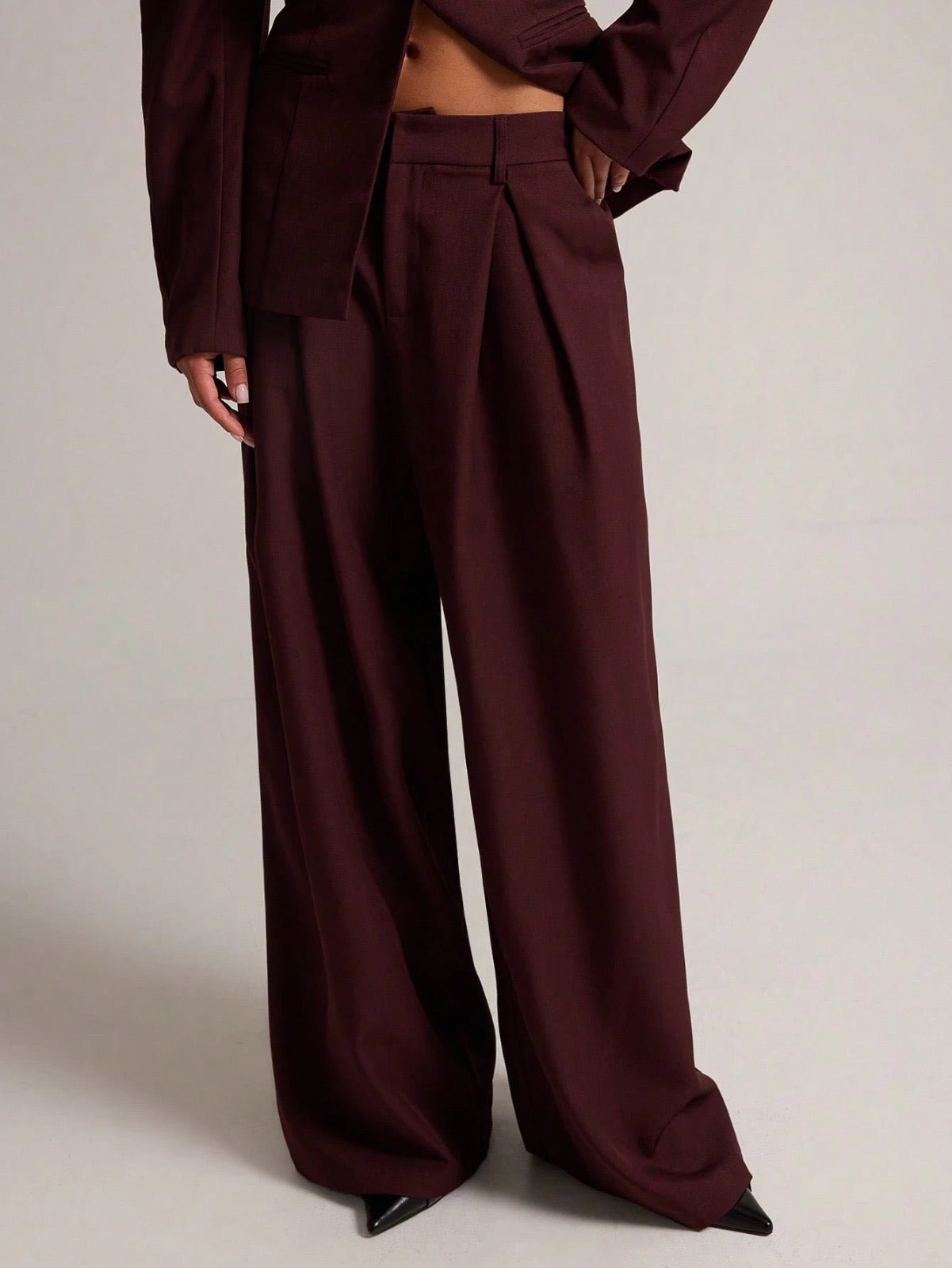 Deep Plum Long Sleeve Blazer Pants Set