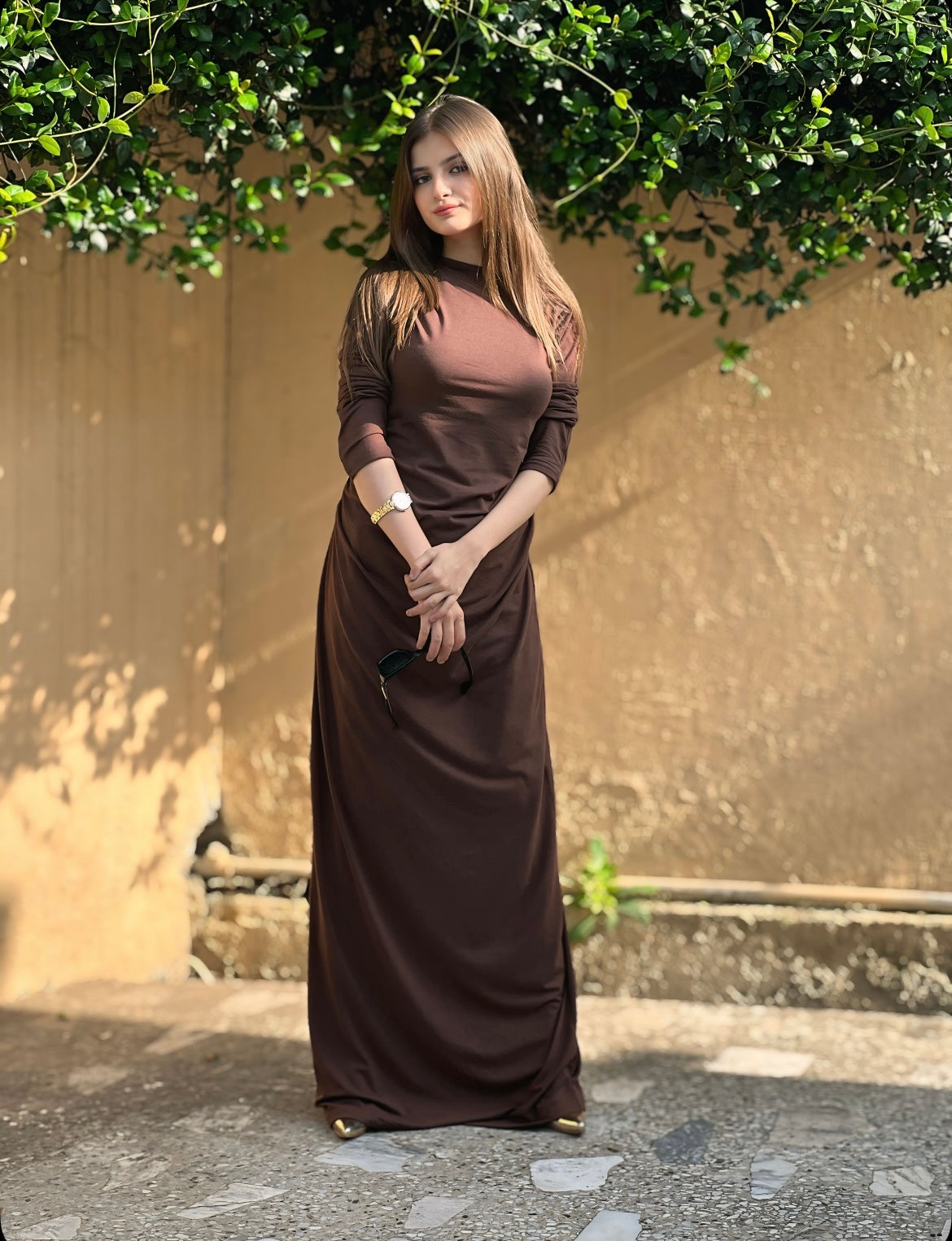 Women Assymetric Ruched long Sleeves A line tigh dress