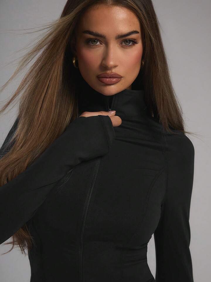 Sport Half Zip Long Sleeve Fitted Top