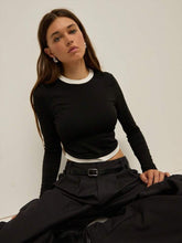 Black round neck fitted T shirt