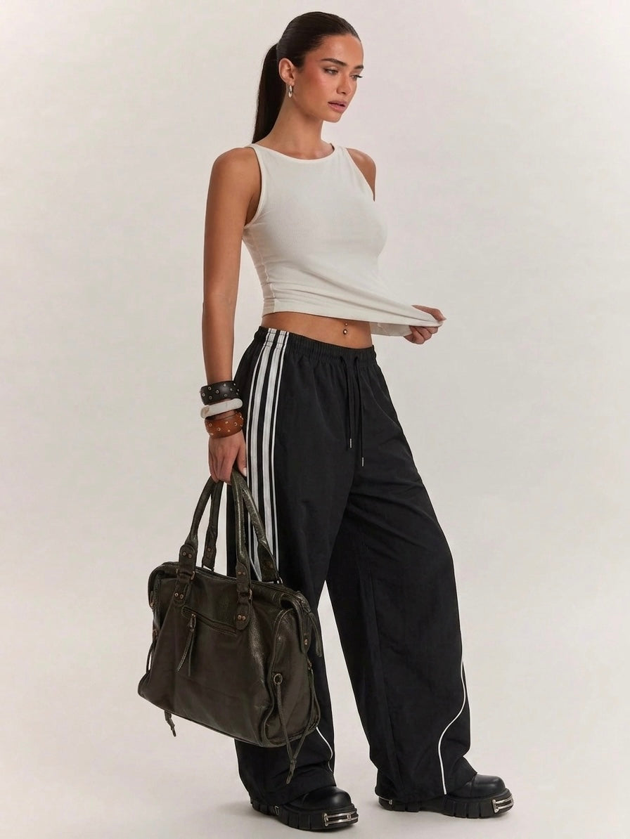 Basic Daily Wear Essentials Striped Wide Leg Pants