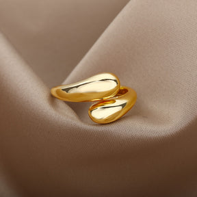 Stainless steel smooth double ball beads ring
