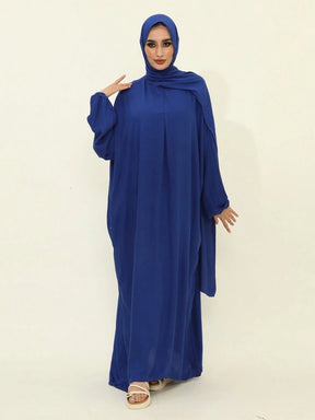 Plain Elegant Abaya And Moroccan Dress With Headscarf