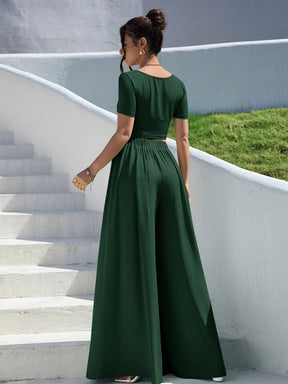 WOMEN’S SUMMER TWO PIECE ROUND NECK OUTFIT