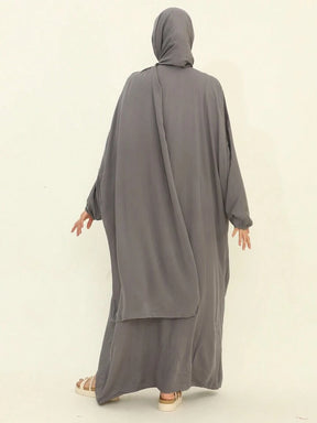 Plain Elegant Abaya And Moroccan Dress With Headscarf