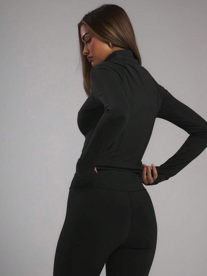 Sport Half Zip Long Sleeve Fitted Top
