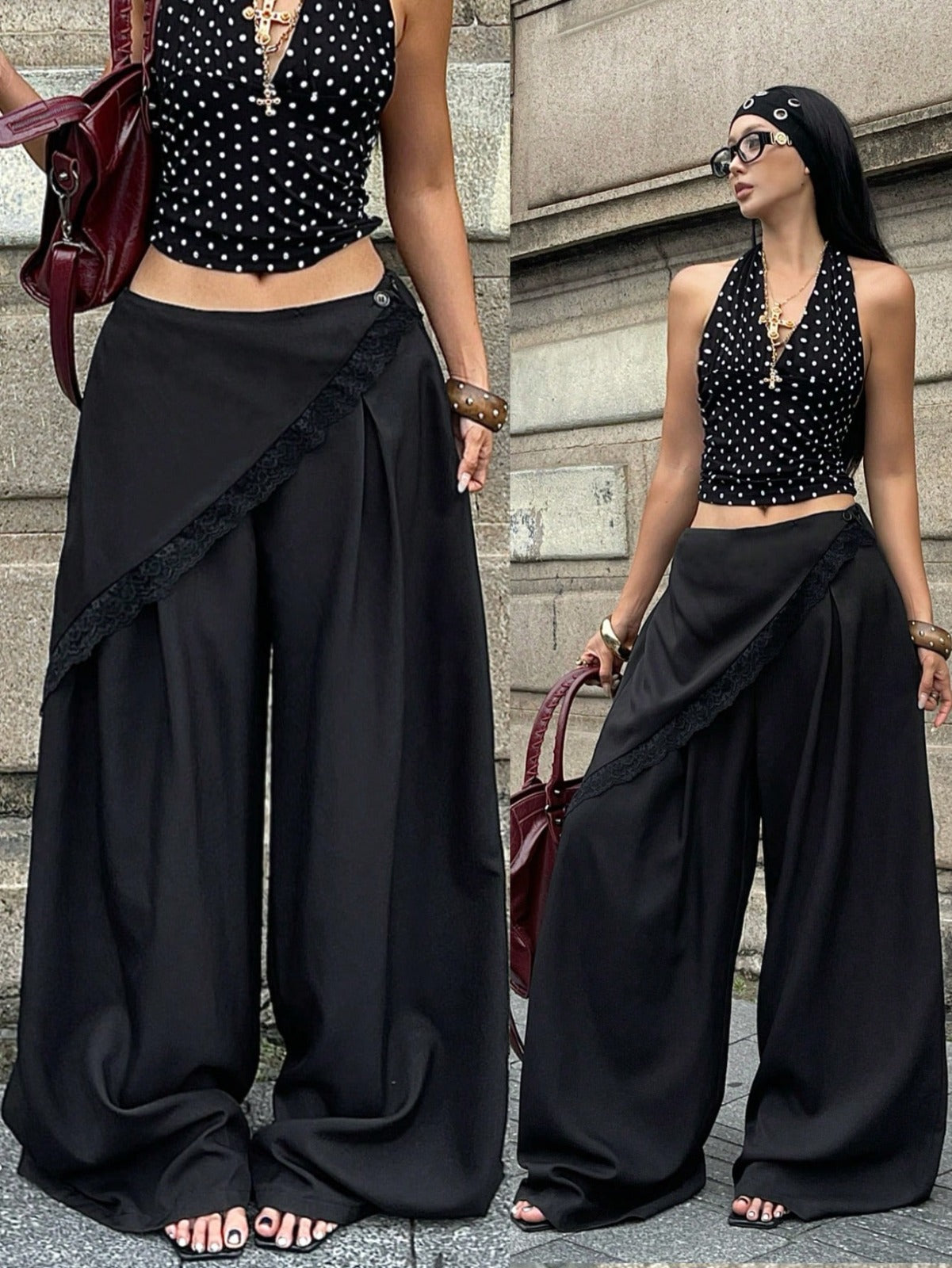WOMEN’S LACE FLARED LEG ELEGANT TROUSER
