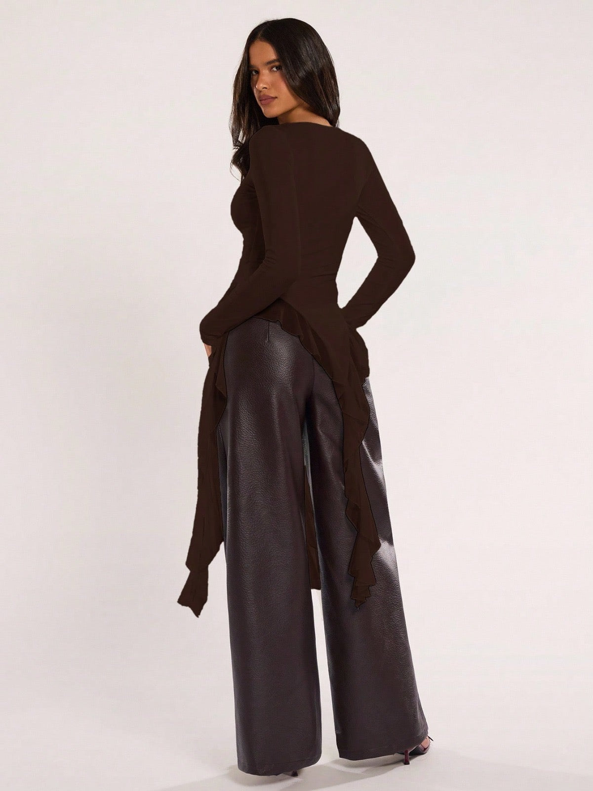 Women's Casual Solid Color Asymmetrical Hem Flowy Top