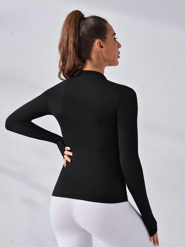 Daily&Casual Women's Solid Color Zip-Up Long Sleeve Casual Sports Zipper
