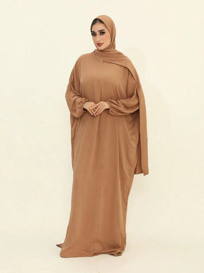 Plain Elegant Abaya And Moroccan Dress With Headscarf