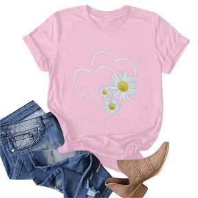 HEART AND FLORAL PRINT TEE