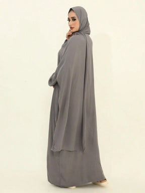 Plain Elegant Abaya And Moroccan Dress With Headscarf