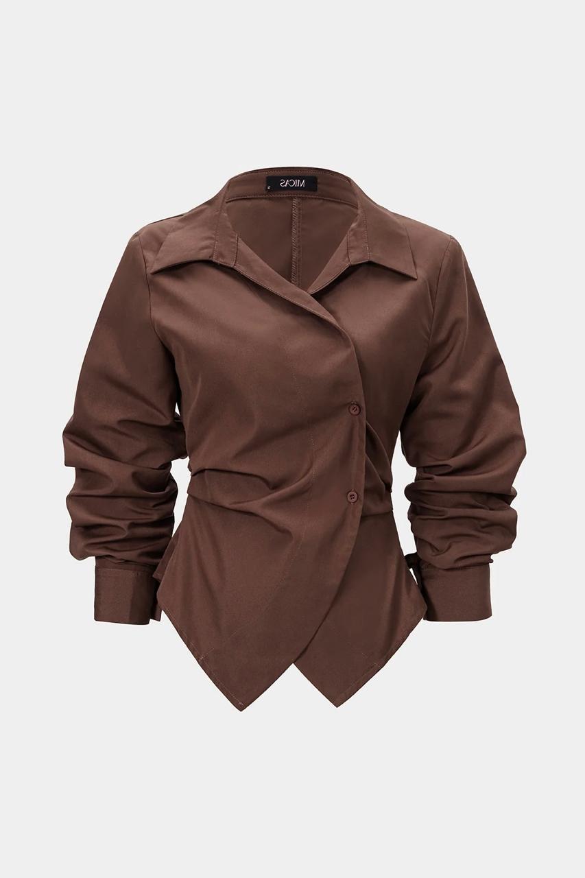 Women's Chocolate Striped Wrap Shirt Top
