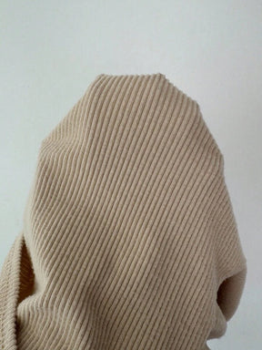 New Solid Color Brushed Ribbed Oblique Collar Pleated Long Sleeve T-Shirt