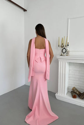 STRAPLESS PEMPUL DRESS WITH LONG SCARF