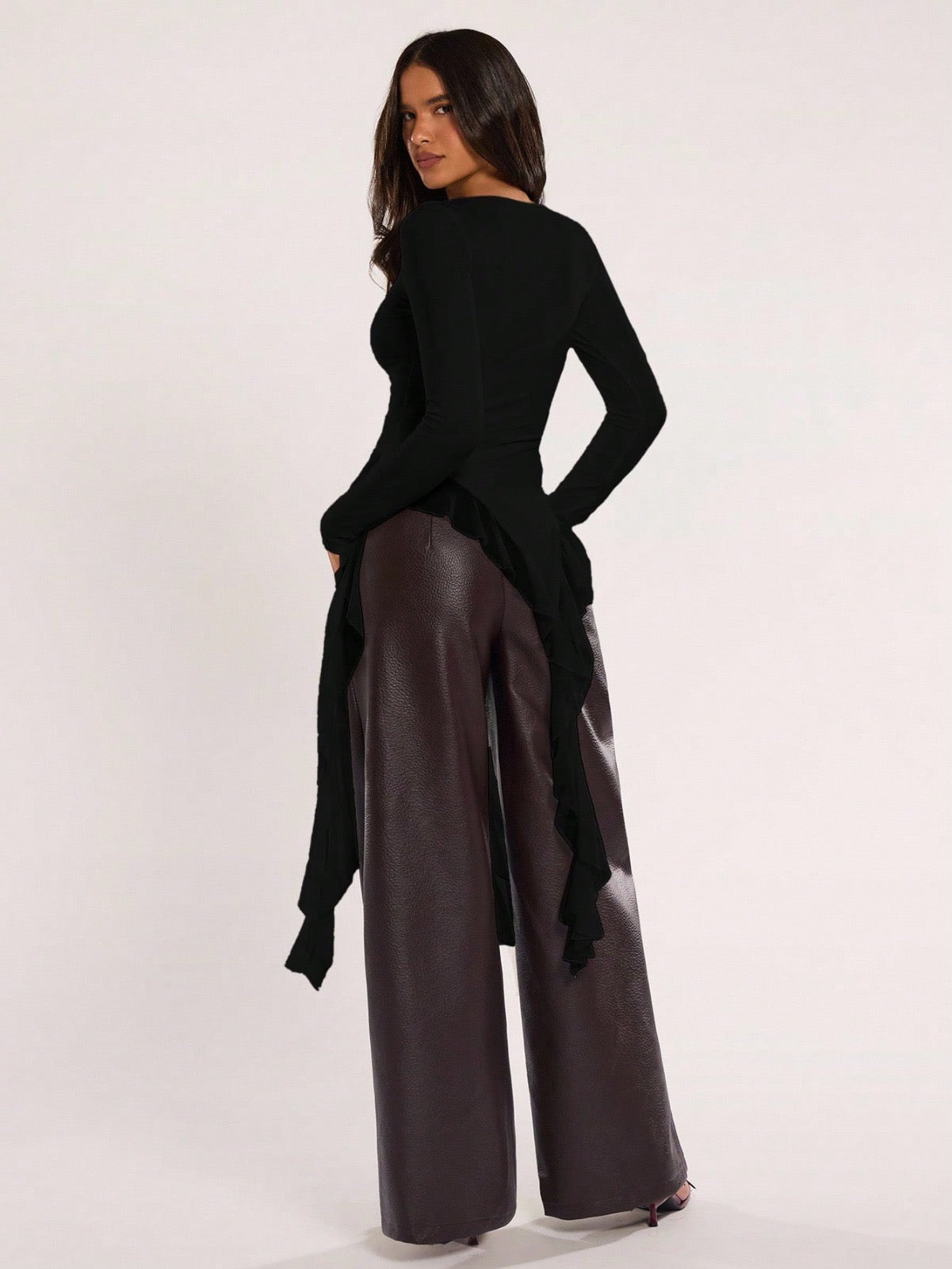 Women's Casual Solid Color Asymmetrical Hem Flowy Top