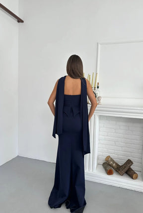 STRAPLESS PEMPUL DRESS WITH LONG SCARF