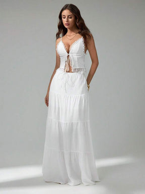 2pcs Women Contrast Lace Camisole & Mini Skirt Set
