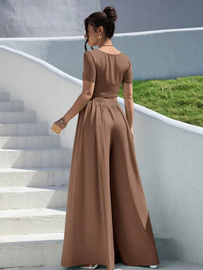 WOMEN’S SUMMER TWO PIECE ROUND NECK OUTFIT