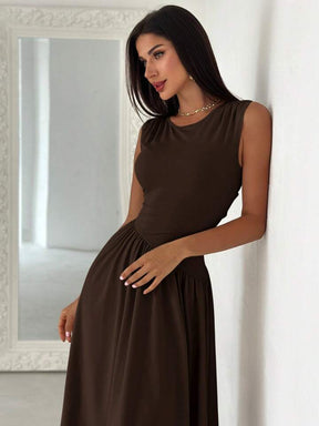 Elegant Asymmetrical Patchwork Ruched Back Tie Waist Dress