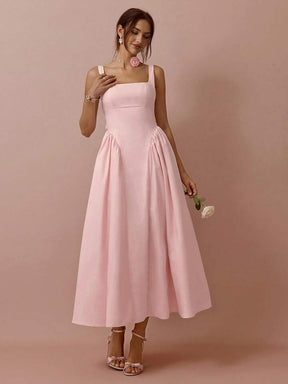 Women's Floral Print Big Bowknot Back Cinched Waist Sleeveless Frock