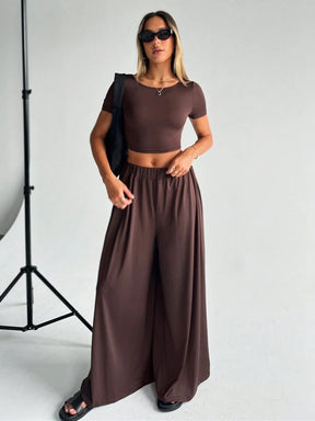 WOMEN’S SUMMER TWO PIECE ROUND NECK OUTFIT