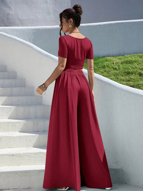 WOMEN’S SUMMER TWO PIECE ROUND NECK OUTFIT