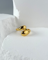 Stainless steel smooth double ball beads ring