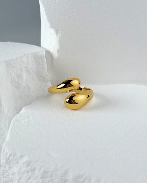Stainless steel smooth double ball beads ring