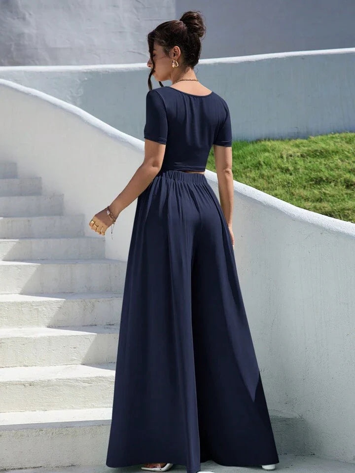 WOMEN’S SUMMER TWO PIECE ROUND NECK OUTFIT