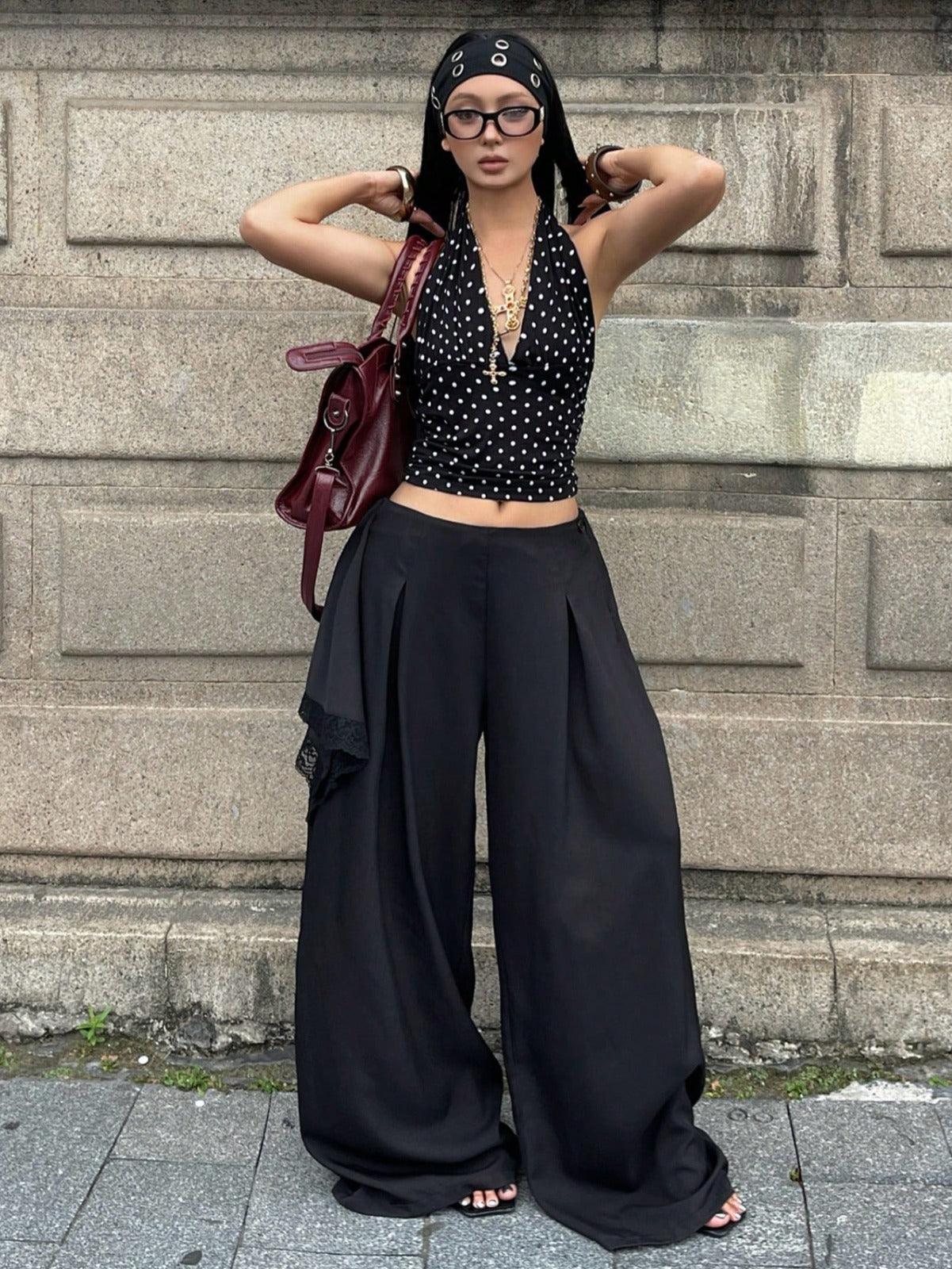 WOMEN’S LACE FLARED LEG ELEGANT TROUSER