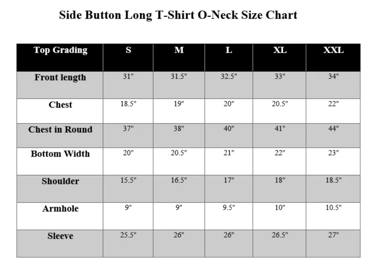 SIDE BUTTON LONG T-SHIRT O-NECK