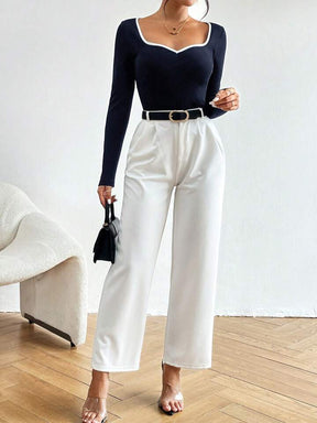 Essence Contrast Binding Sweetheart Neck Tee