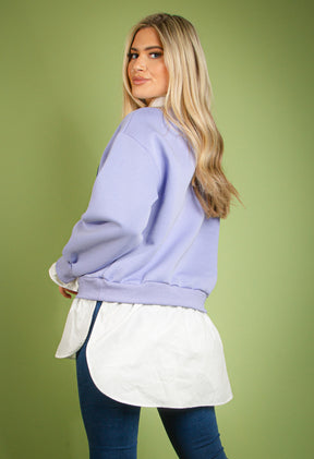 BADGE MOTIF SWEATSHIRT WITH SHIRT UNDERLAY