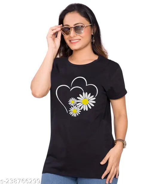 HEART AND FLORAL PRINT TEE