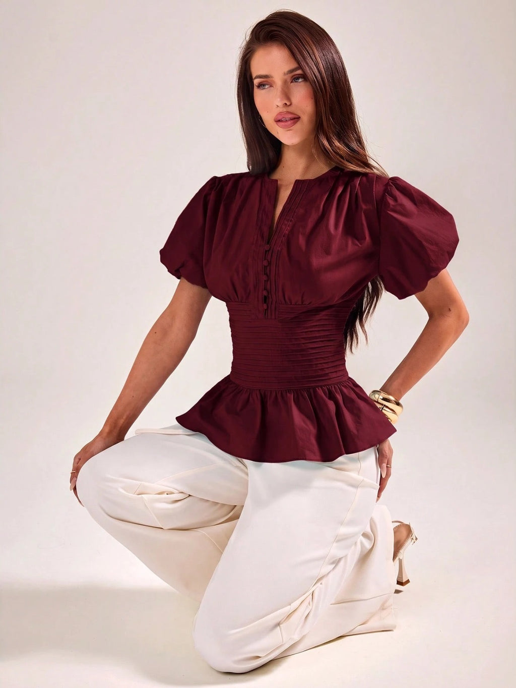 Women’s Solid button down top