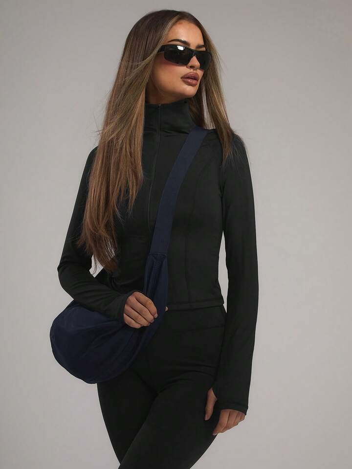 Sport Half Zip Long Sleeve Fitted Top