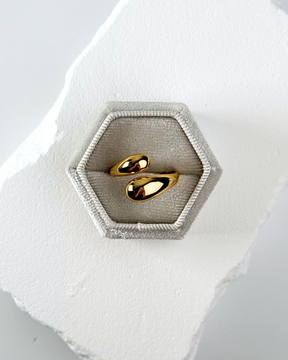 Stainless steel smooth double ball beads ring
