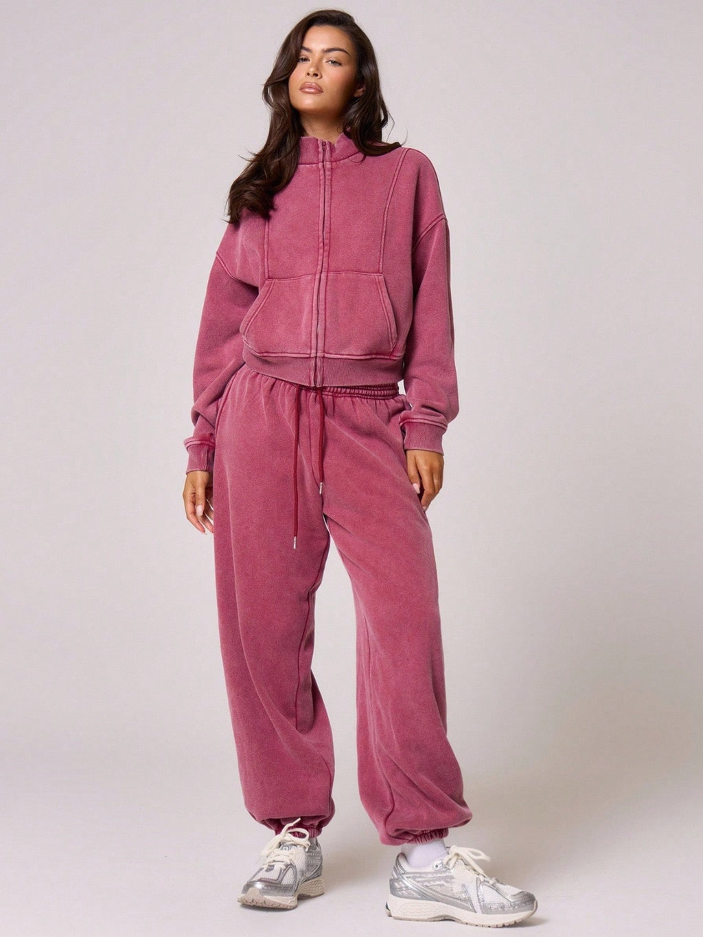 Washed Drawstring Waist Joggers Vacation Set