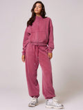 Washed Drawstring Waist Joggers Vacation Set