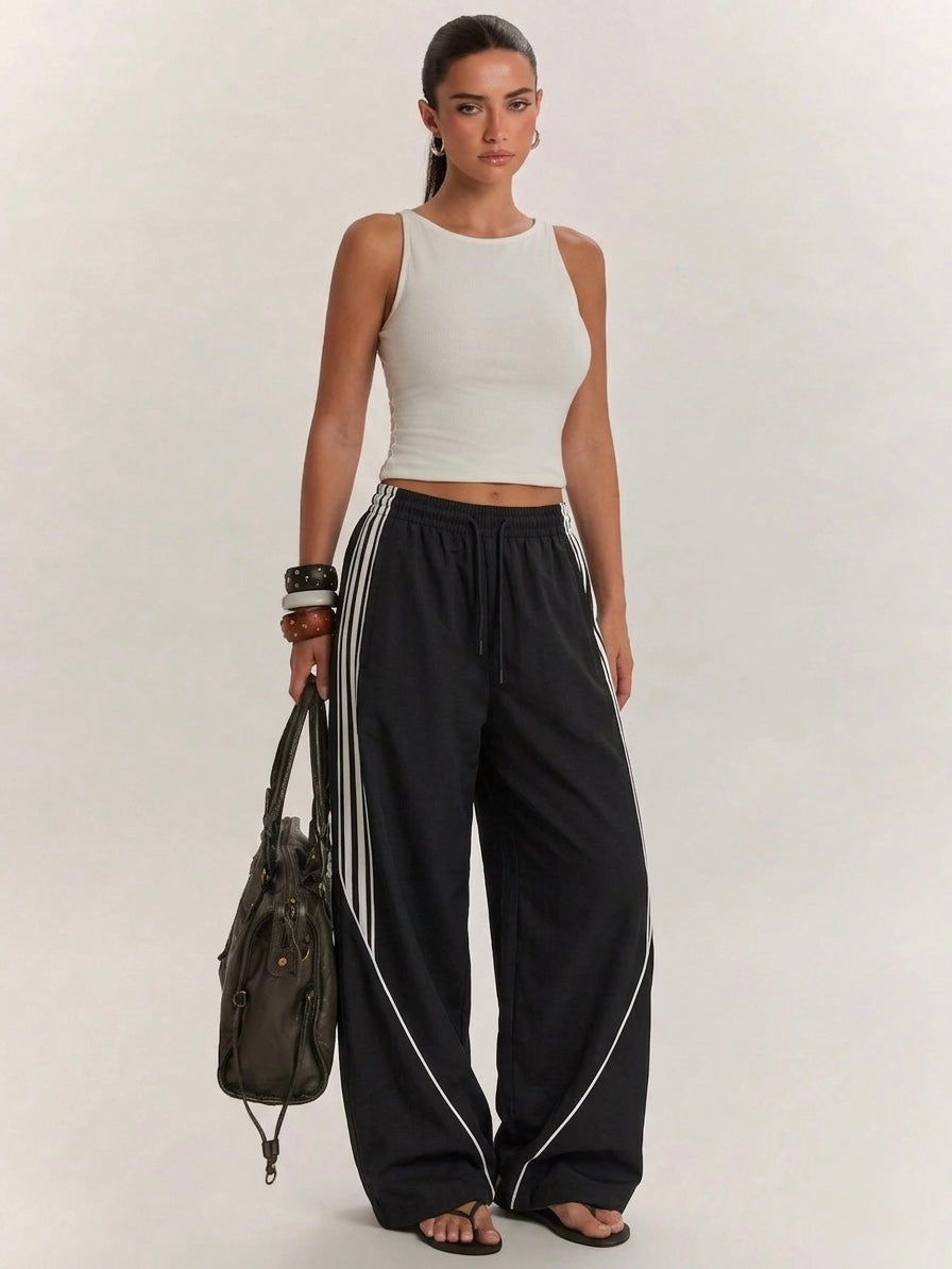 Basic Daily Wear Essentials Striped Wide Leg Pants
