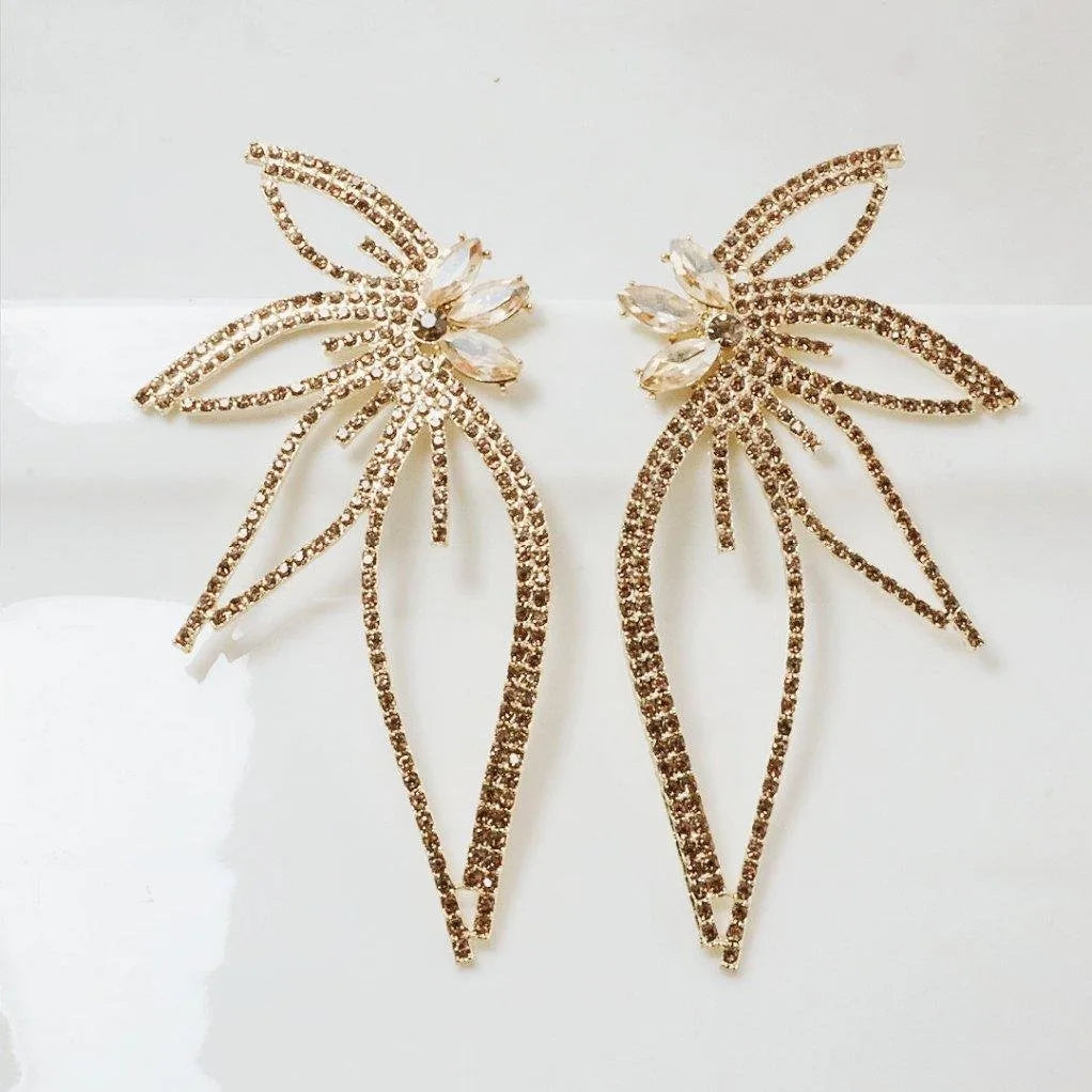 Juran 1pair Glass Rhinestone Earrings
