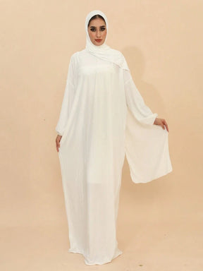 Plain Elegant Abaya And Moroccan Dress With Headscarf