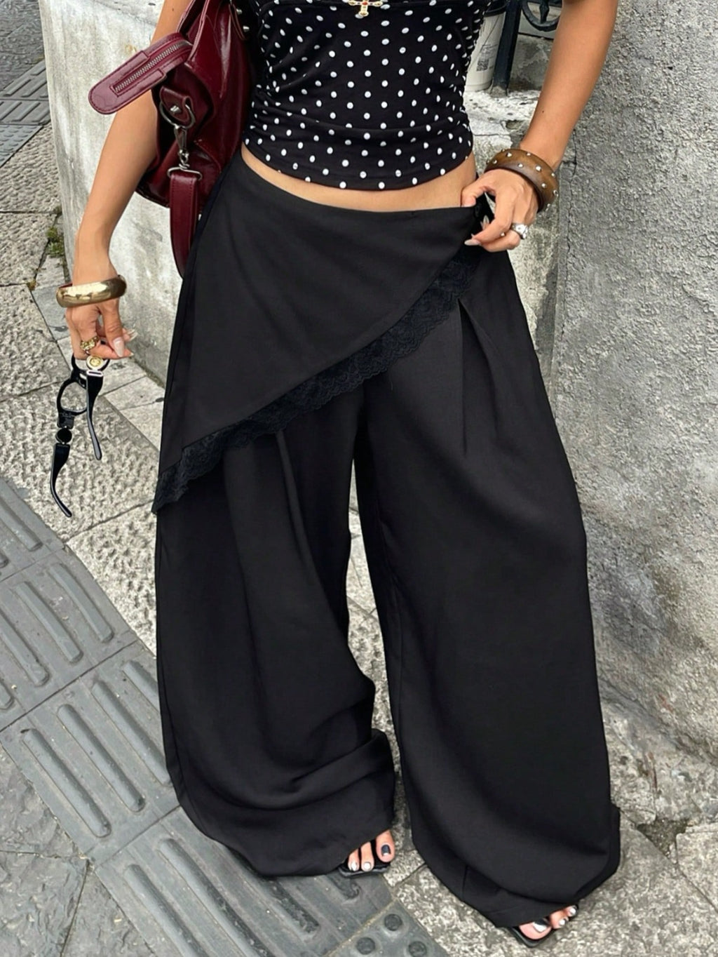 WOMEN’S LACE FLARED LEG ELEGANT TROUSER